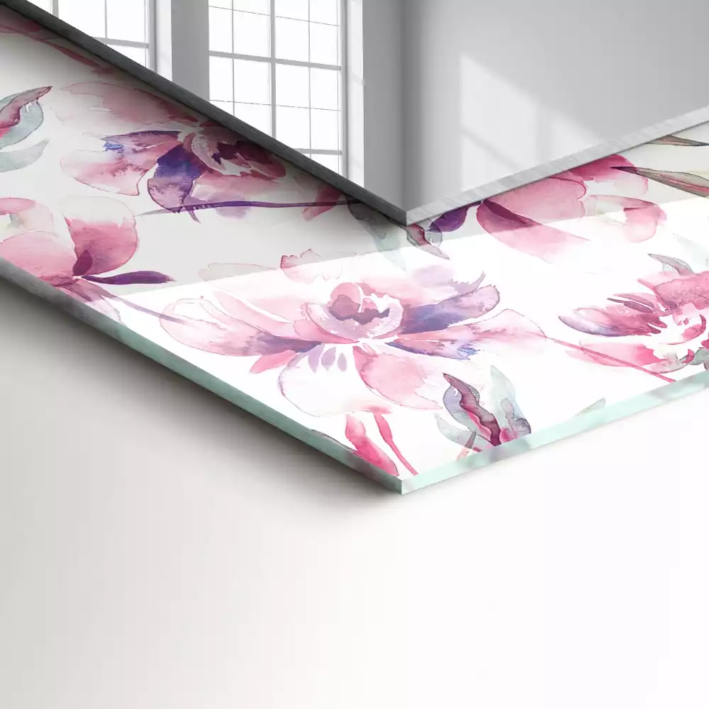 Miroir rectangulaire décoratif motifs floraux violets