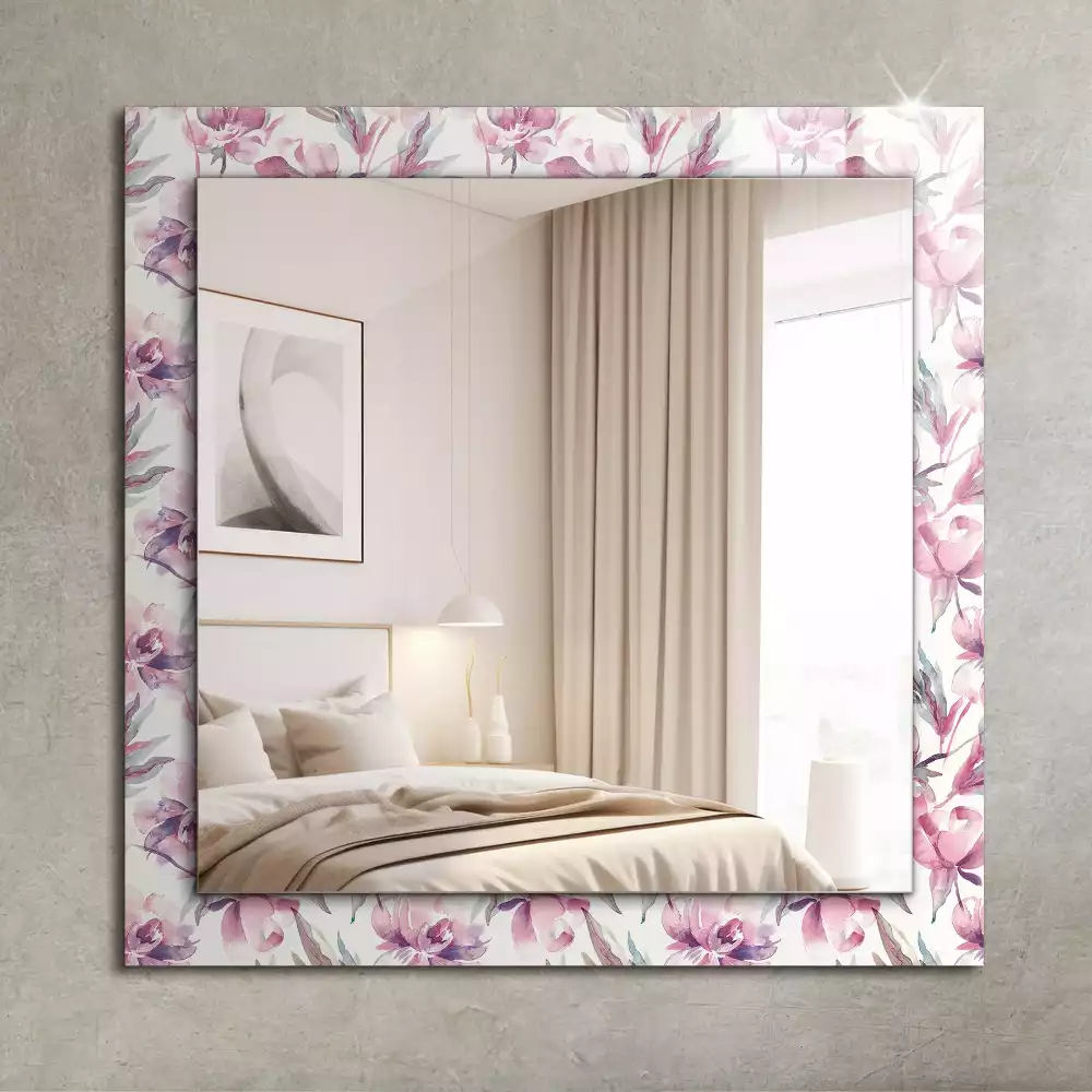 Miroir rectangulaire décoratif motifs floraux violets