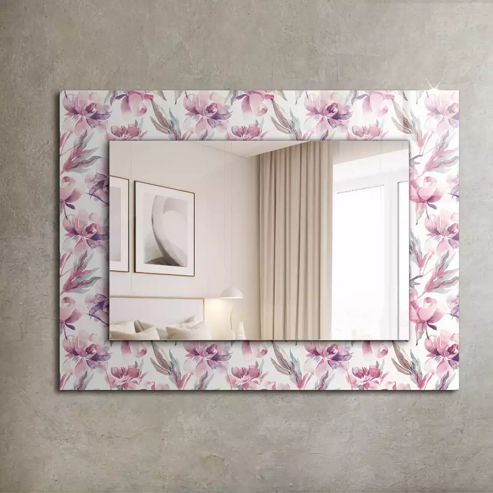 Miroir rectangulaire décoratif motifs floraux violets