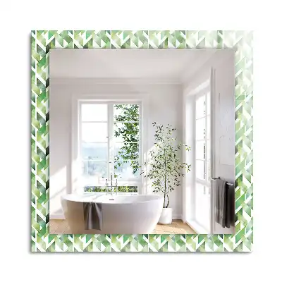 Miroir rectangulaire décoratif imprimé motif géométrique vert