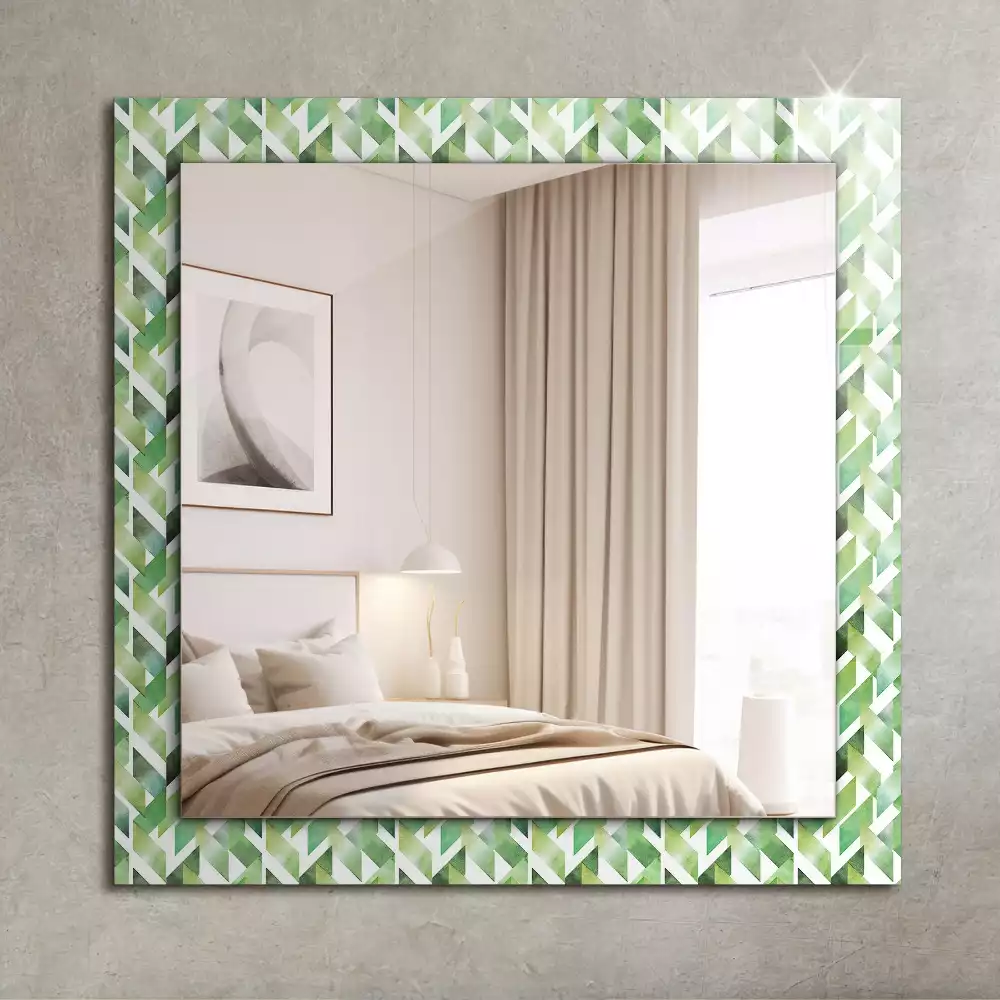 Miroir rectangulaire décoratif imprimé motif géométrique vert