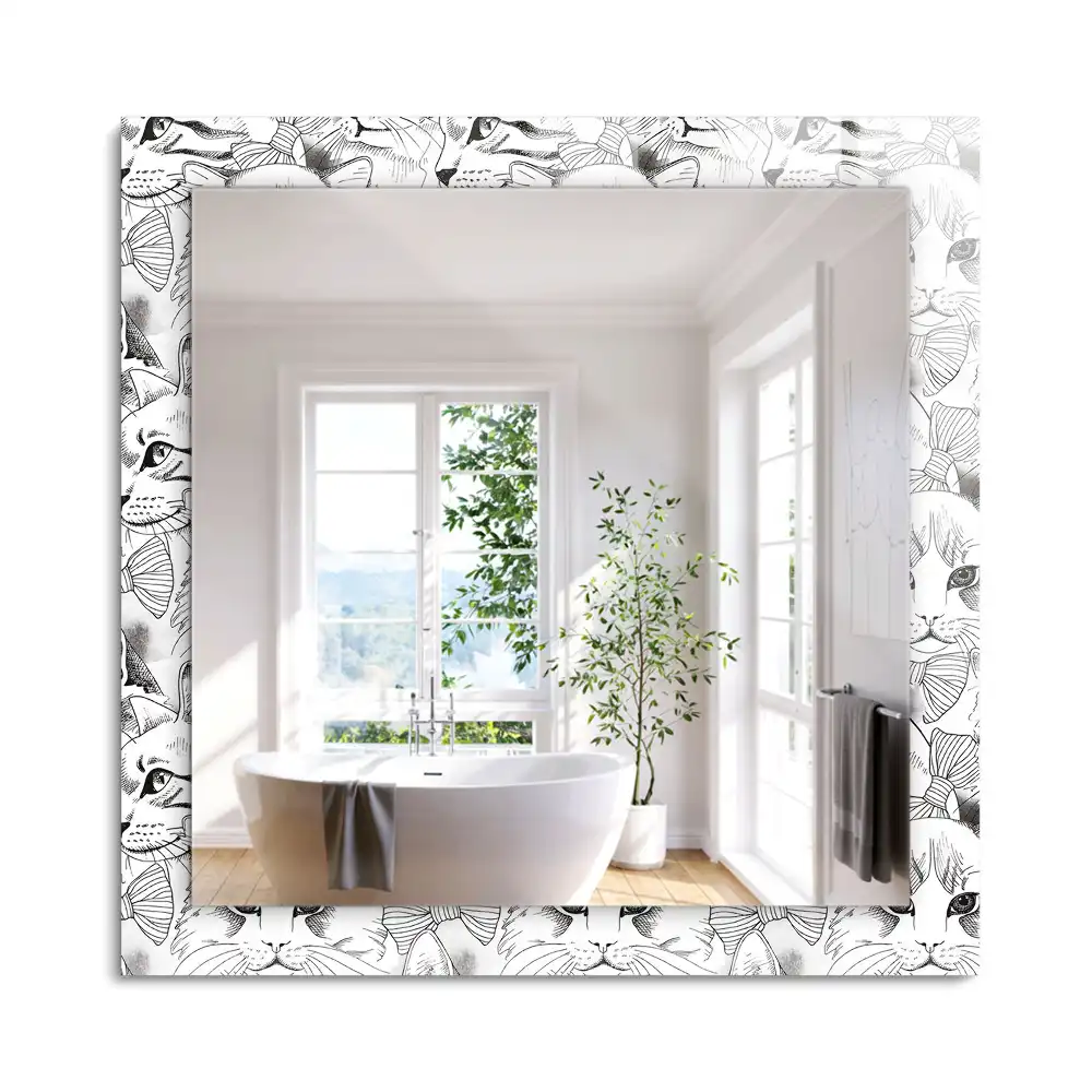 Miroir rectangulaire à cadre imprimé chats en nœud papillon