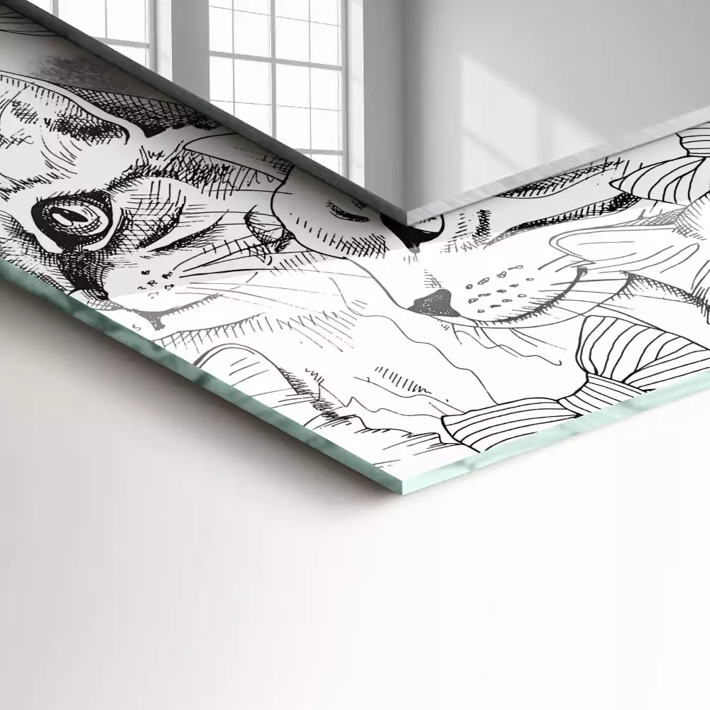Miroir rectangulaire à cadre imprimé chats en nœud papillon