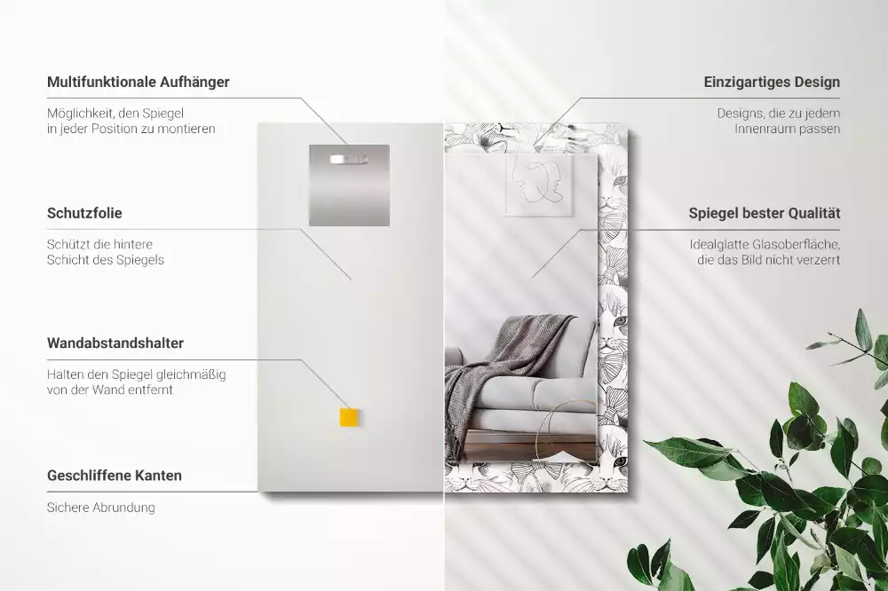 Miroir rectangulaire à cadre imprimé chats en nœud papillon