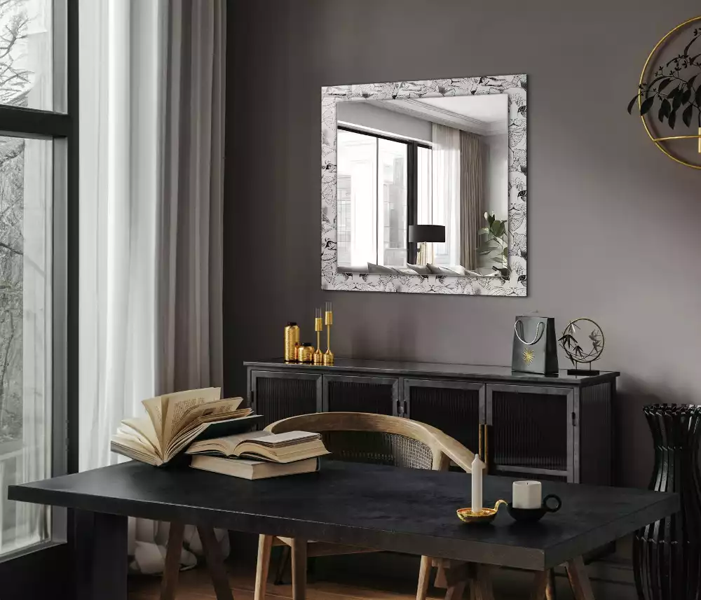 Miroir rectangulaire à cadre imprimé chats en nœud papillon