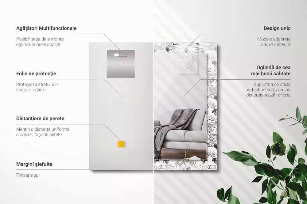 Miroir rectangulaire à cadre imprimé chats en nœud papillon
