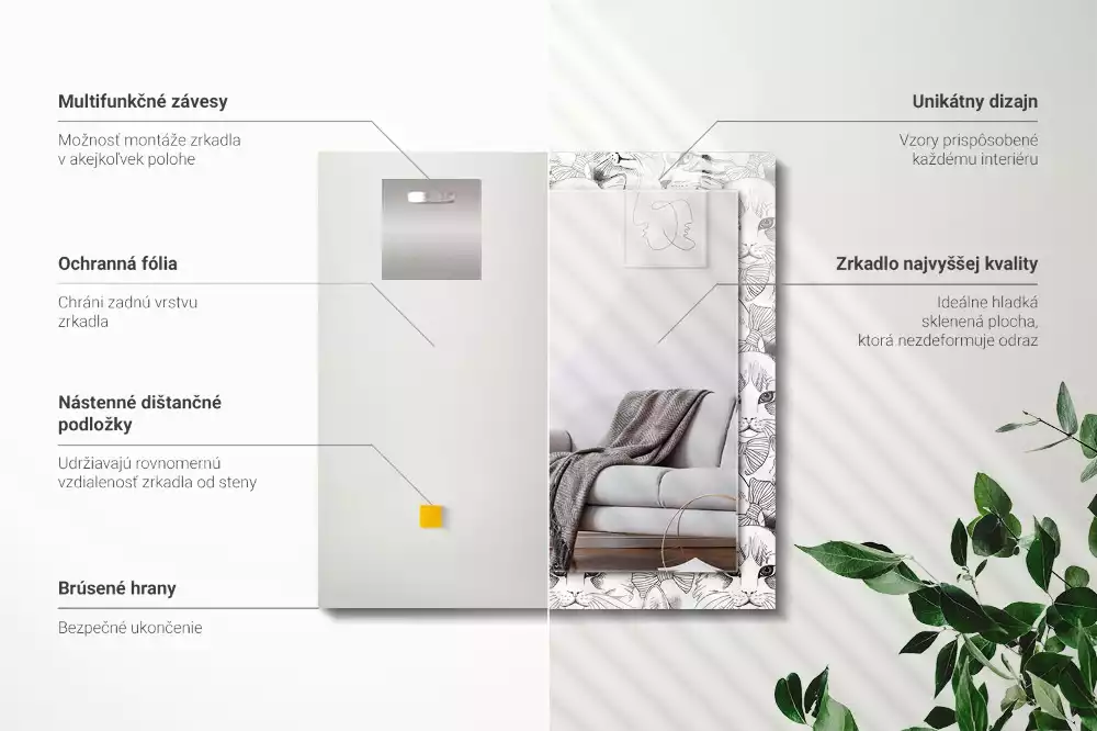 Miroir rectangulaire à cadre imprimé chats en nœud papillon