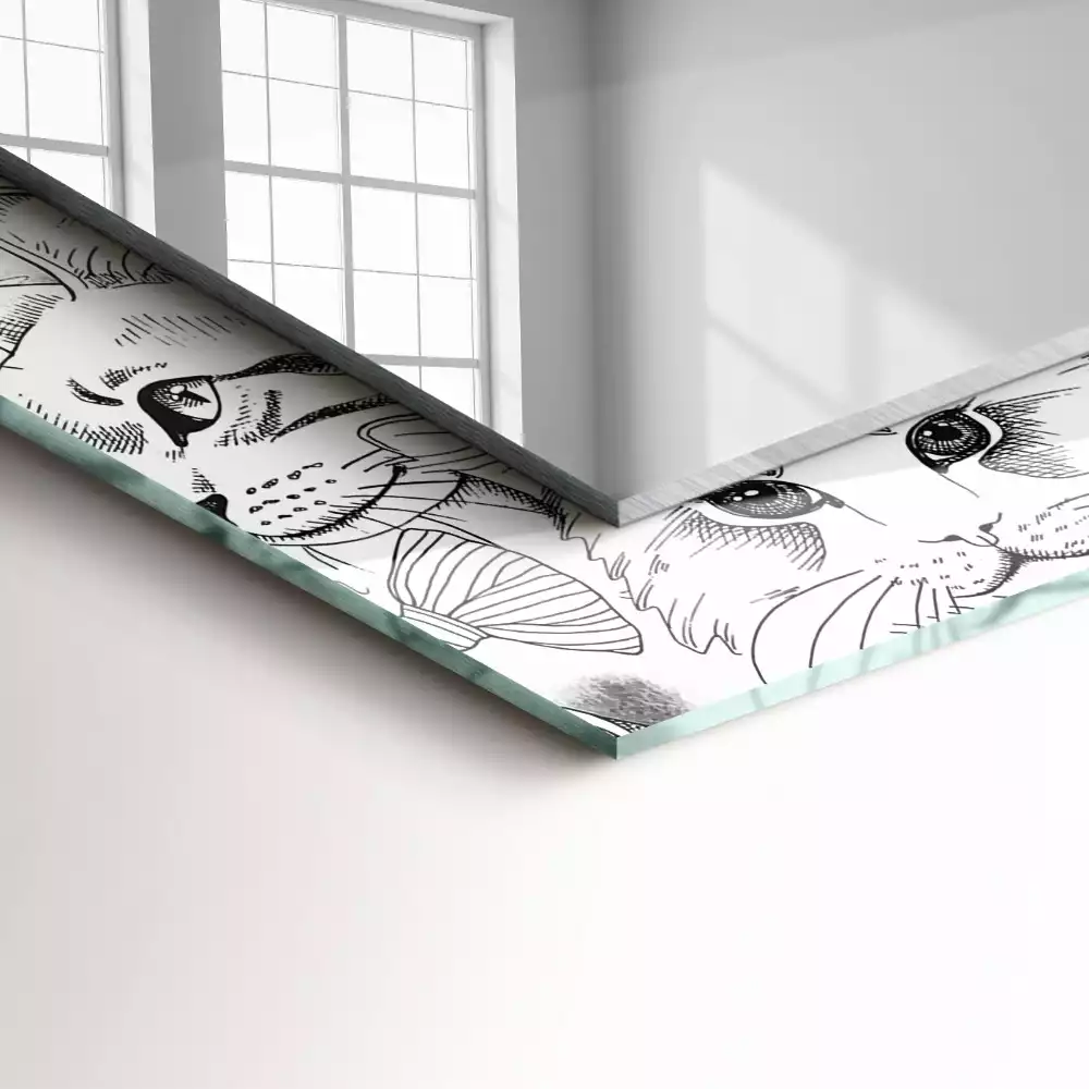 Miroir rectangulaire à cadre imprimé chats en nœud papillon