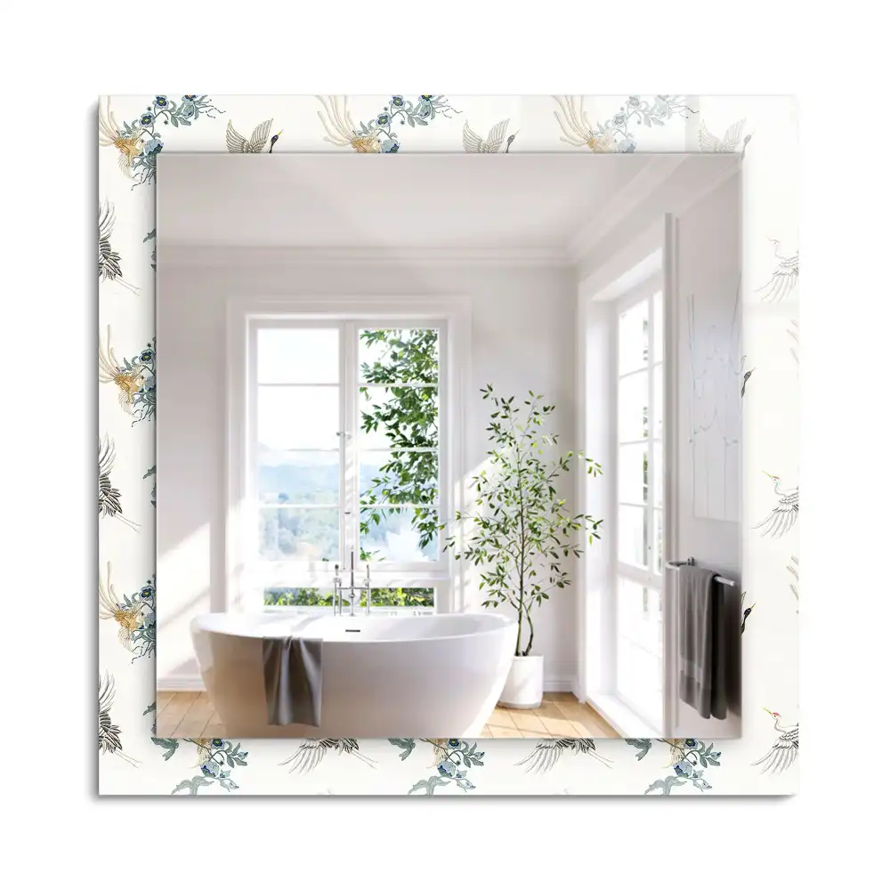 Miroir rectangulaire imprimé oiseaux et fleurs