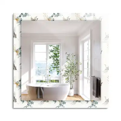 Miroir rectangulaire imprimé oiseaux et fleurs
