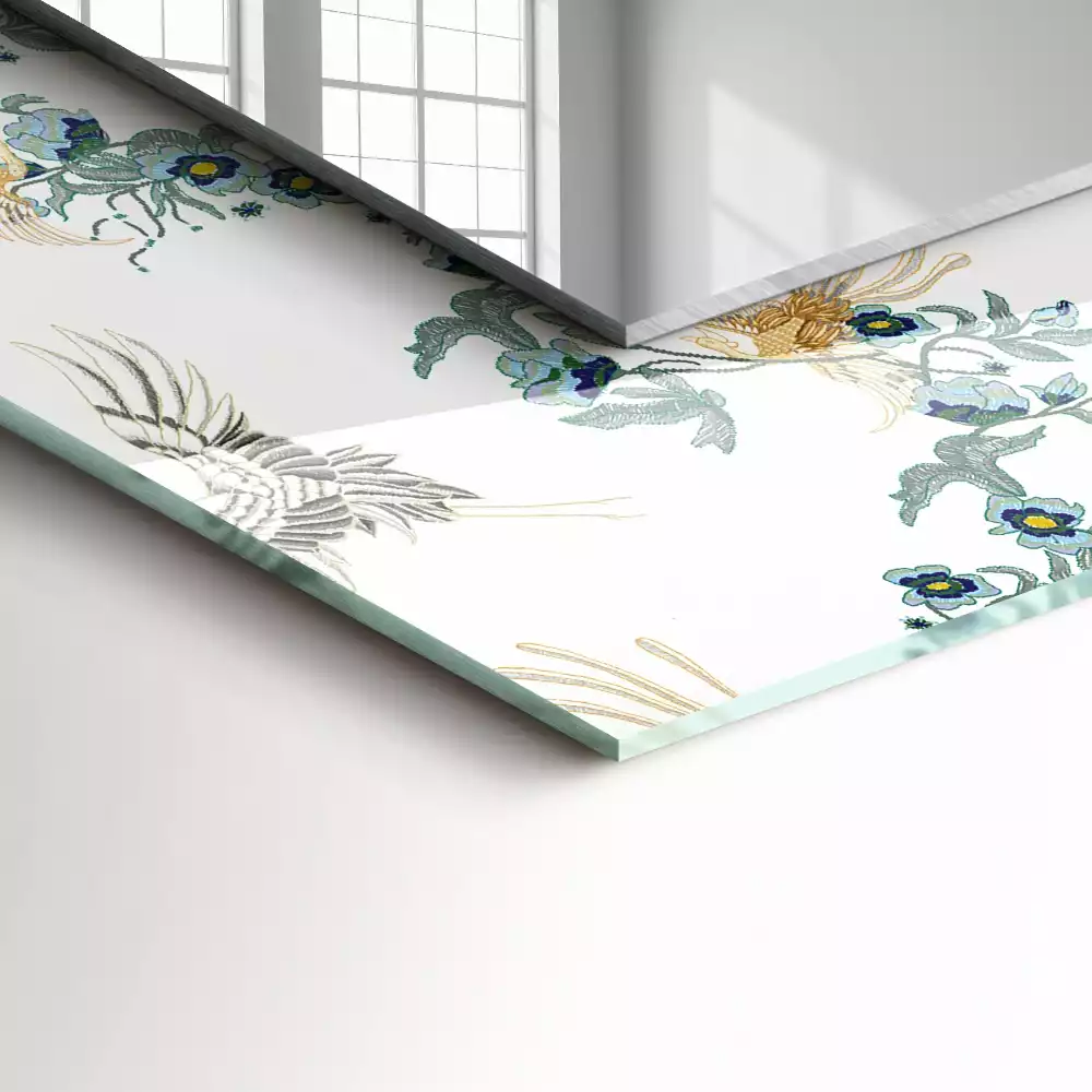Miroir rectangulaire imprimé oiseaux et fleurs