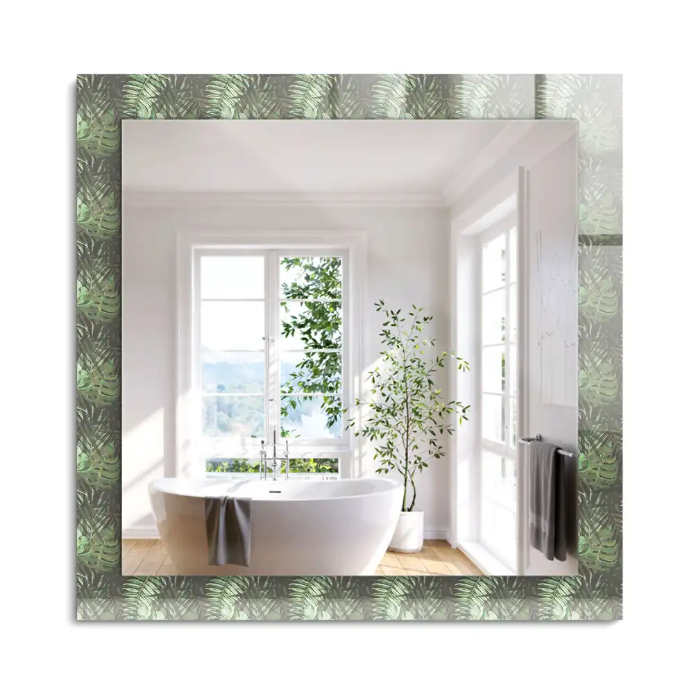 Miroir rectangulaire décoratif imprimé feuilles de plantes exotiques