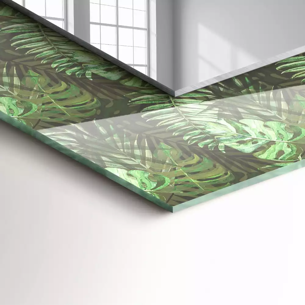 Miroir rectangulaire décoratif imprimé feuilles de plantes exotiques