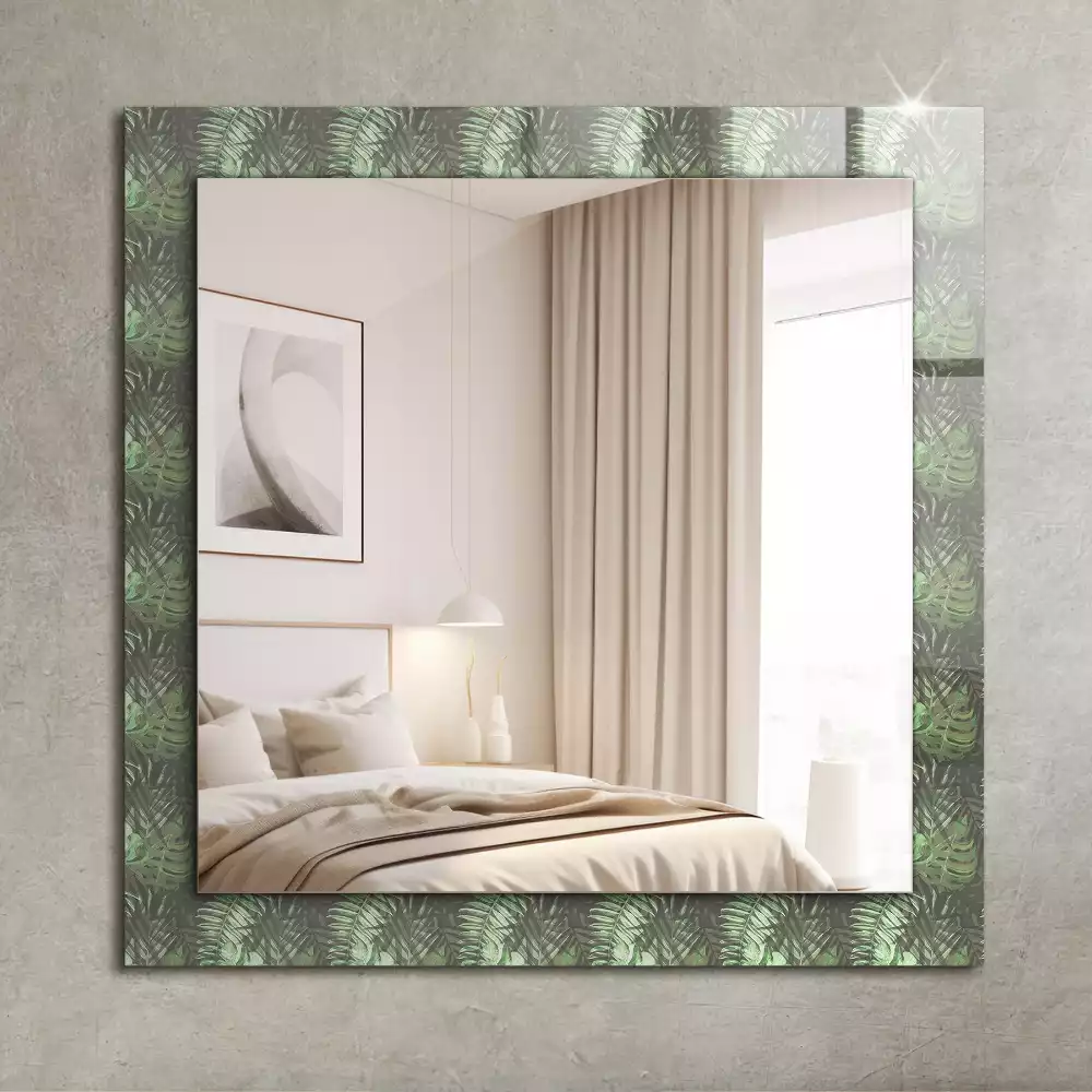 Miroir rectangulaire décoratif imprimé feuilles de plantes exotiques