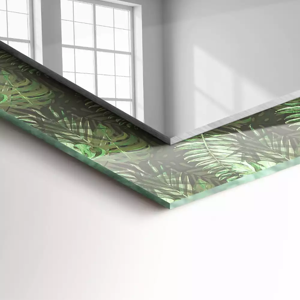 Miroir rectangulaire décoratif imprimé feuilles de plantes exotiques