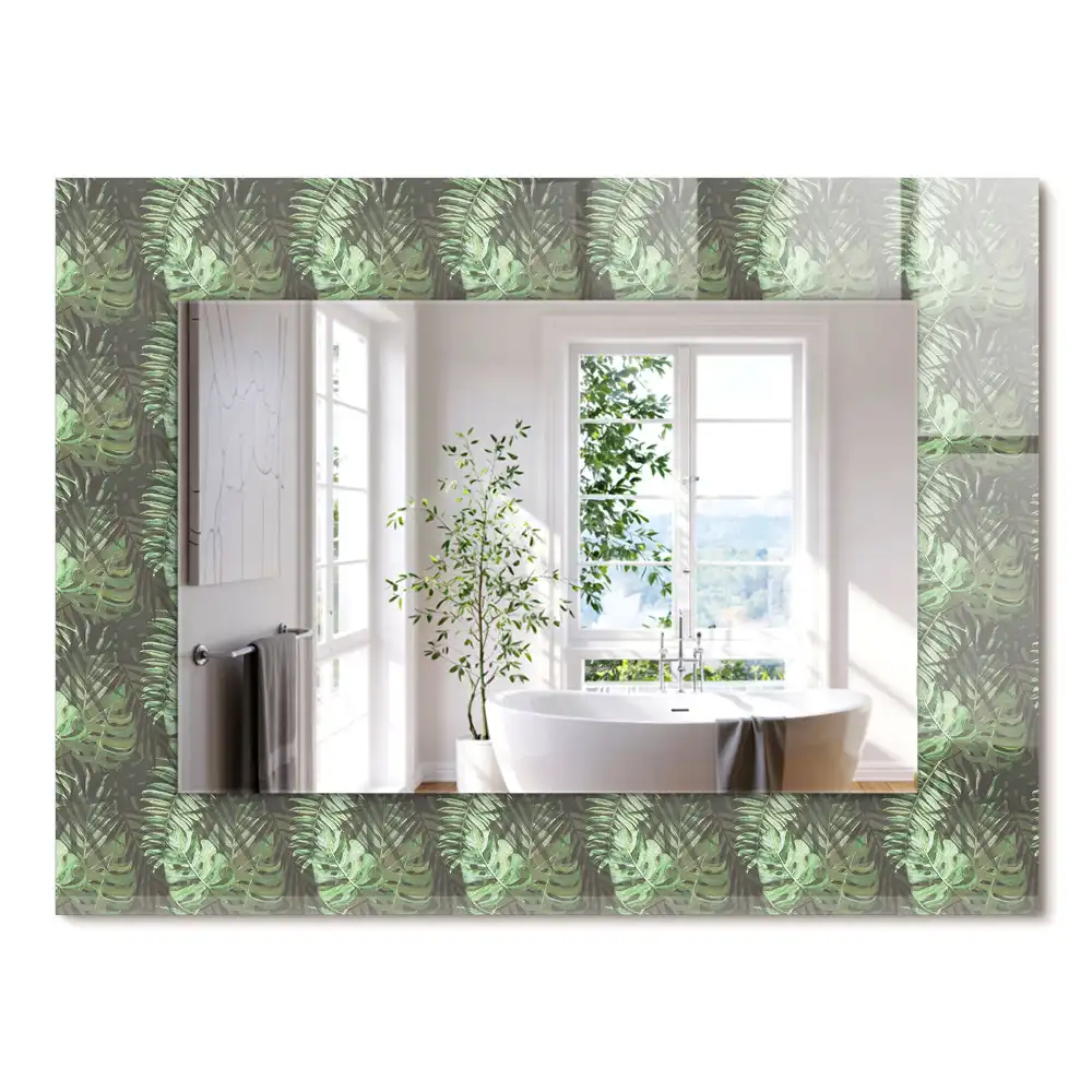 Miroir rectangulaire décoratif imprimé feuilles de plantes exotiques
