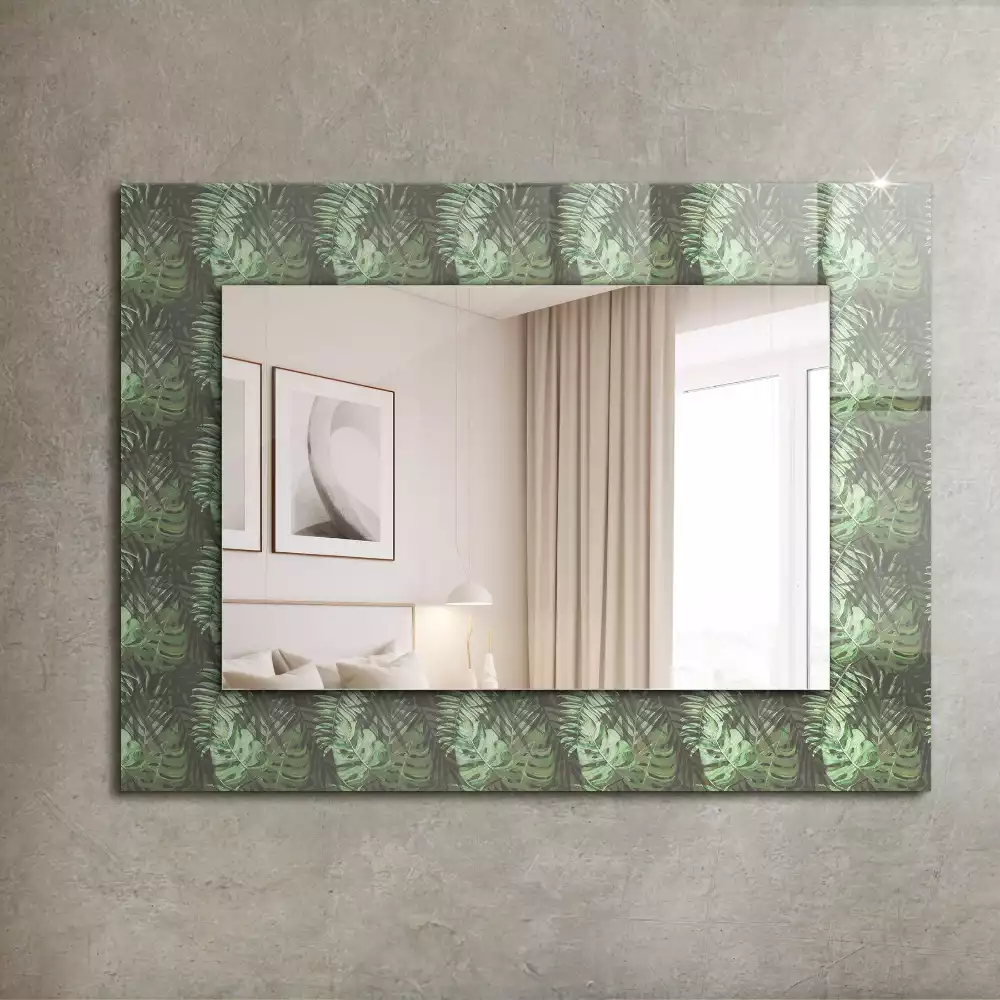 Miroir rectangulaire décoratif imprimé feuilles de plantes exotiques