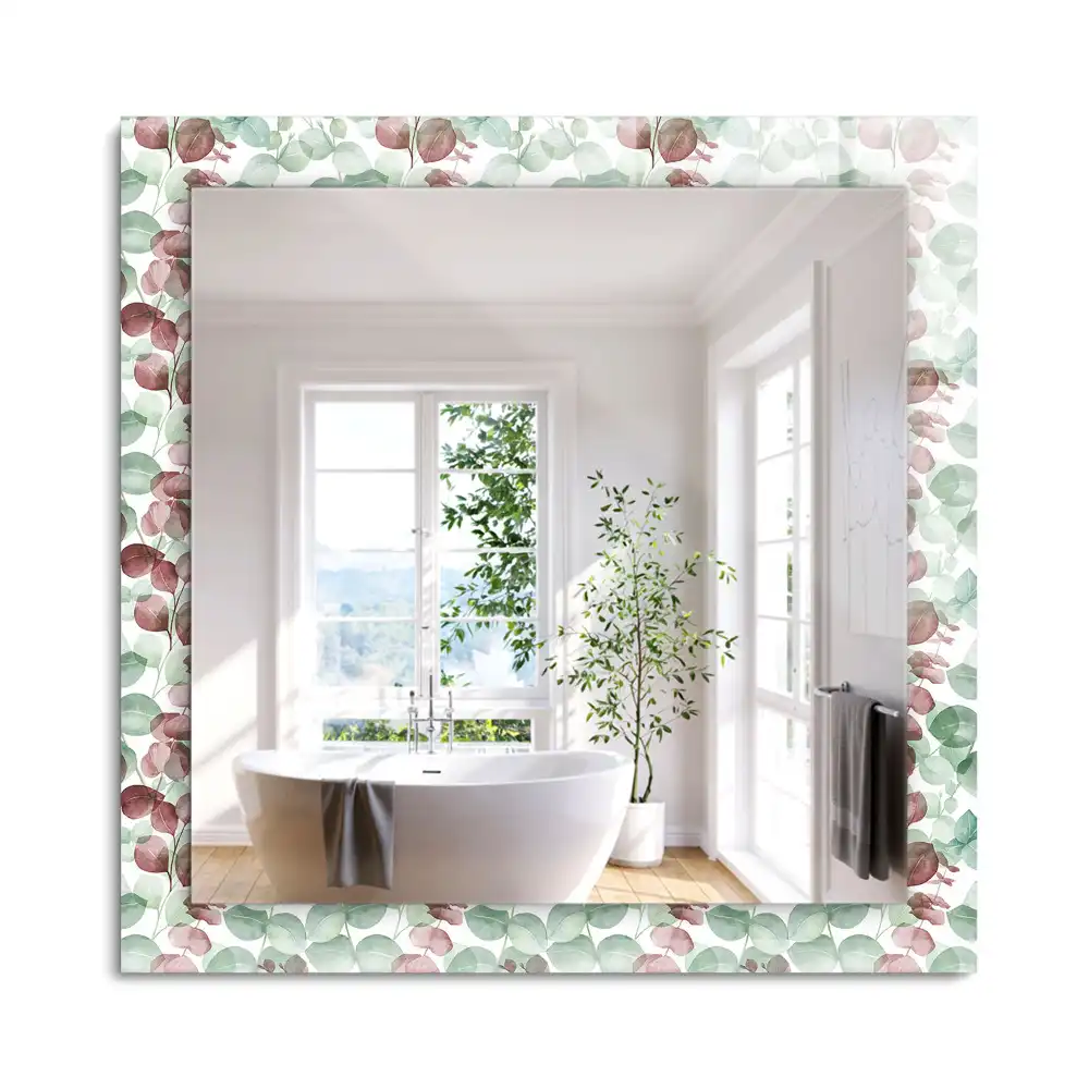 Miroir rectangulaire à cadre imprimé feuilles en aquarelle