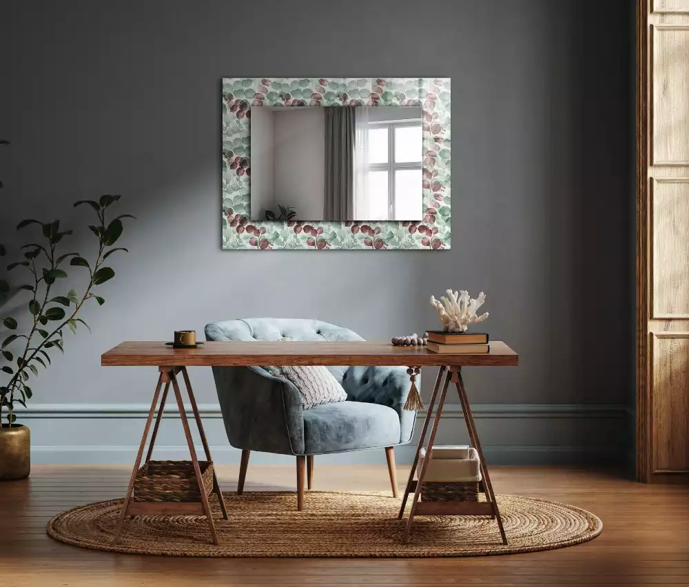 Miroir rectangulaire à cadre imprimé feuilles en aquarelle