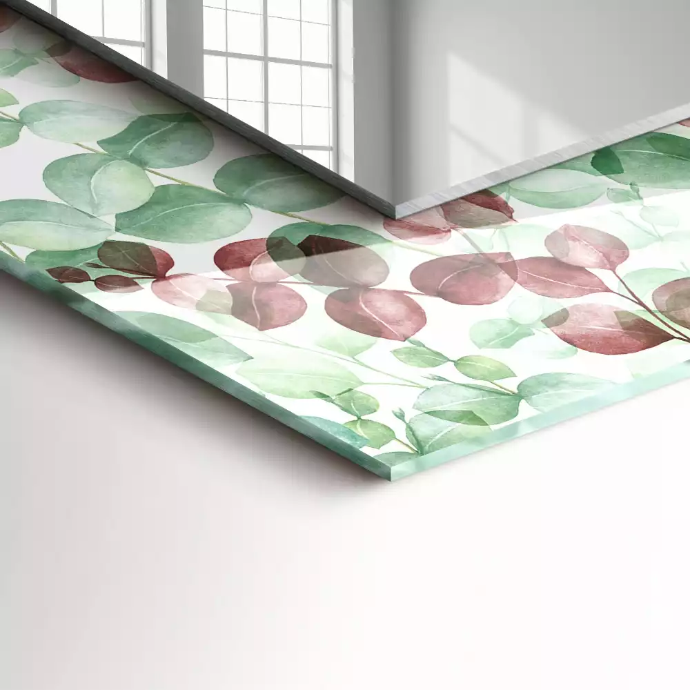 Miroir rectangulaire à cadre imprimé feuilles en aquarelle