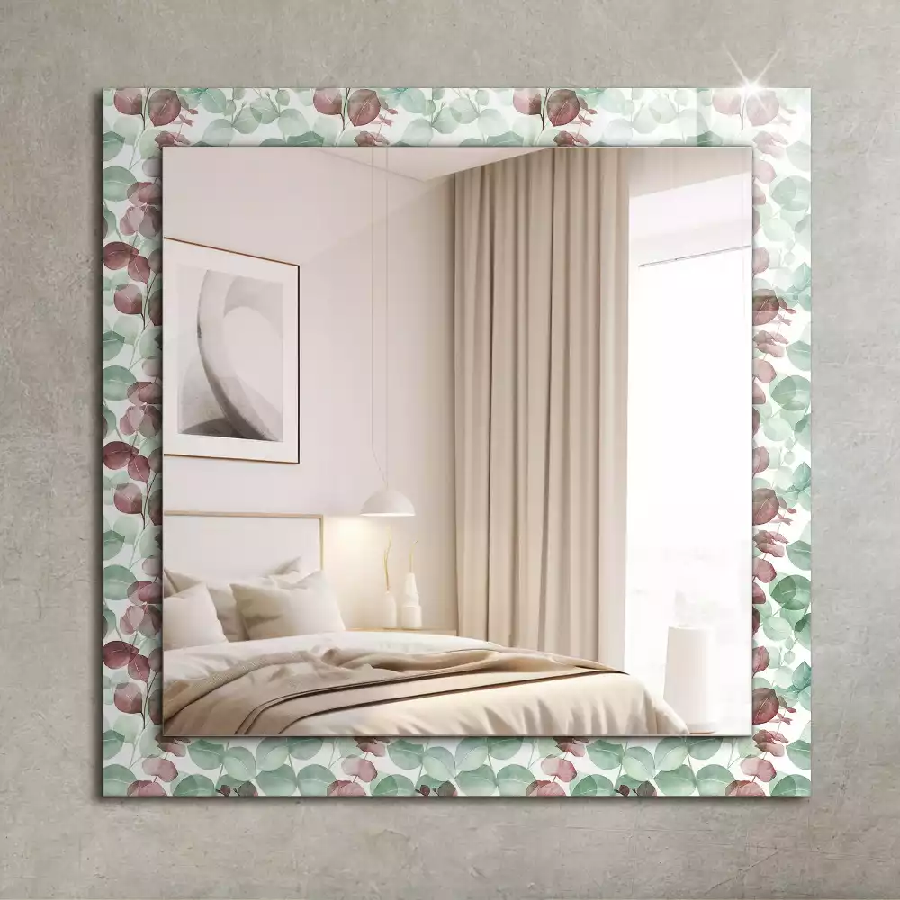 Miroir rectangulaire à cadre imprimé feuilles en aquarelle