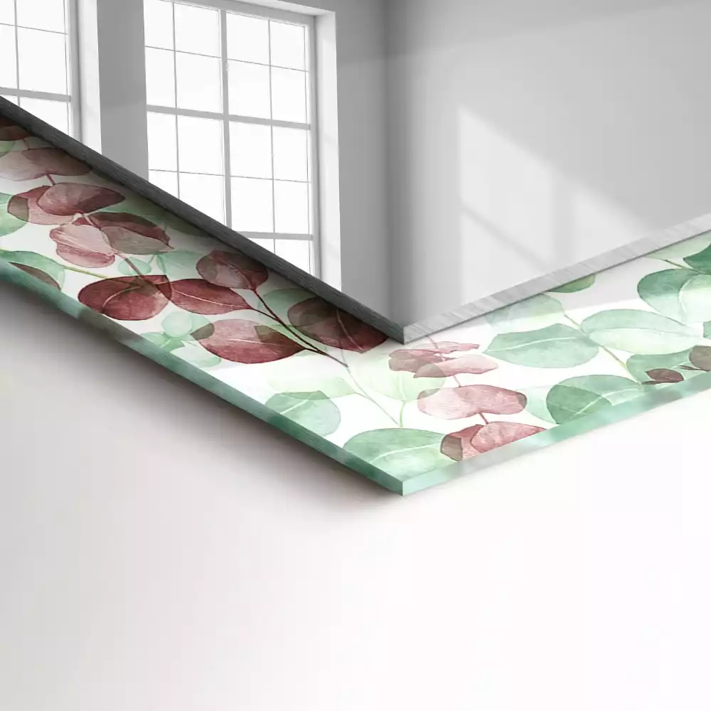 Miroir rectangulaire à cadre imprimé feuilles en aquarelle