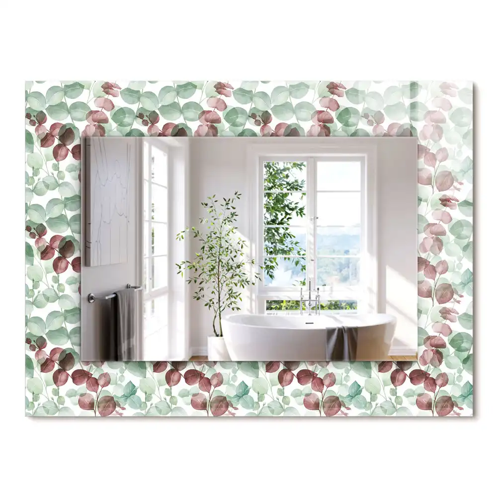 Miroir rectangulaire à cadre imprimé feuilles en aquarelle