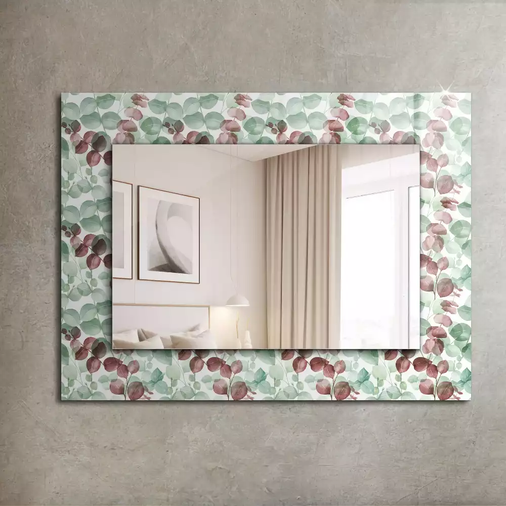 Miroir rectangulaire à cadre imprimé feuilles en aquarelle