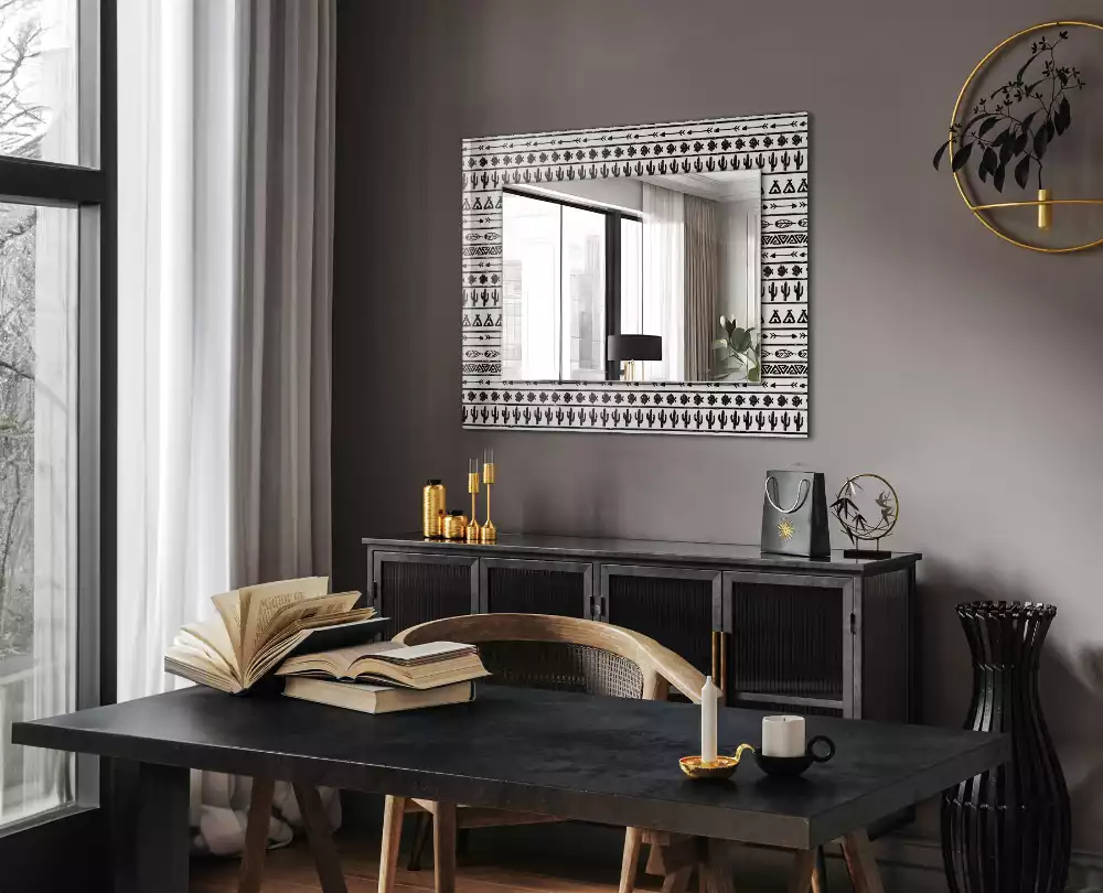 Miroir rectangulaire décoratif cactus flèches et tipis