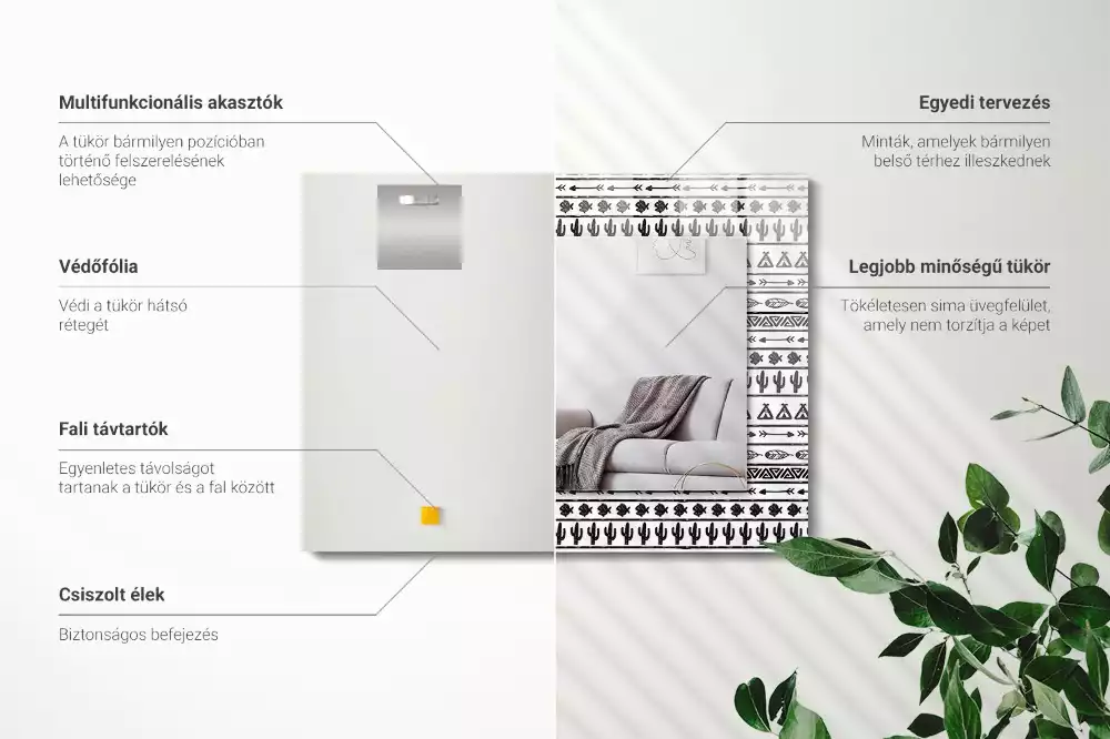 Miroir rectangulaire décoratif cactus flèches et tipis