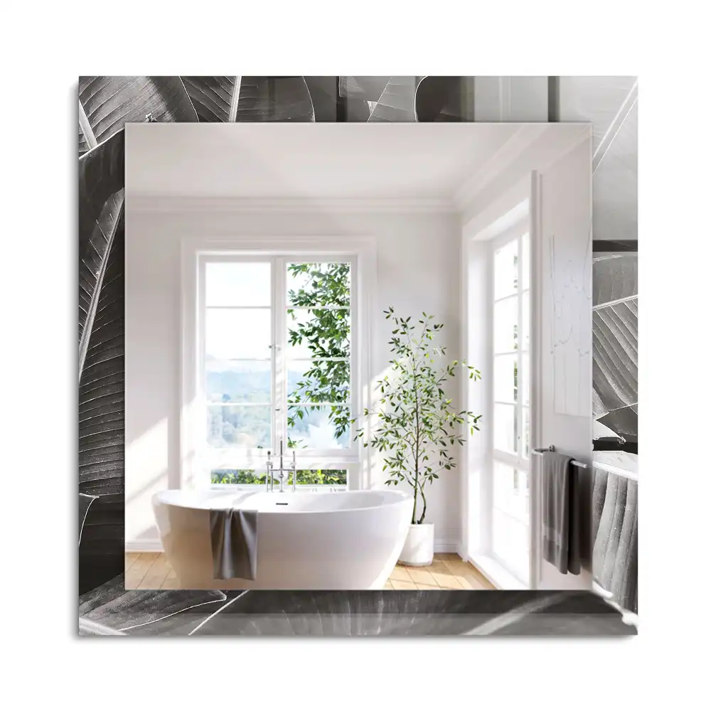 Miroir rectangulaire décoratif imprimé feuilles de bananier