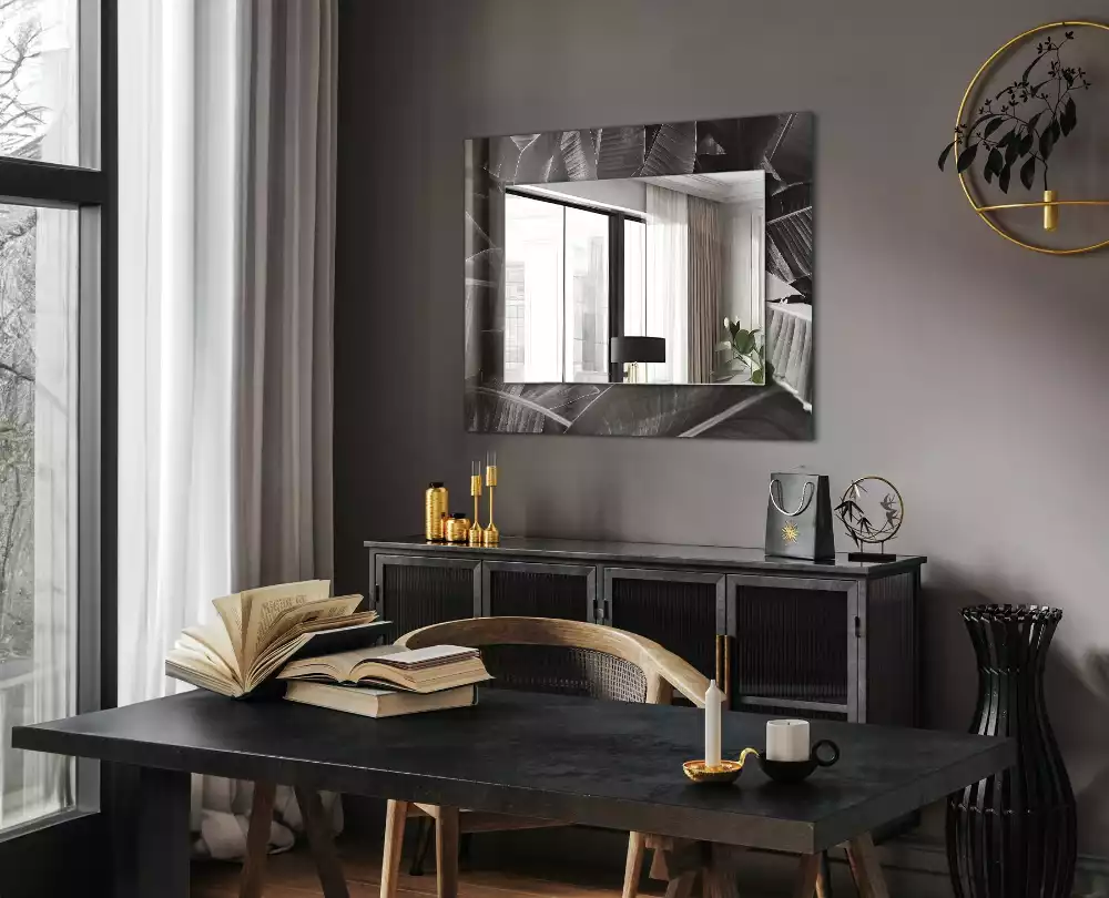Miroir rectangulaire décoratif imprimé feuilles de bananier