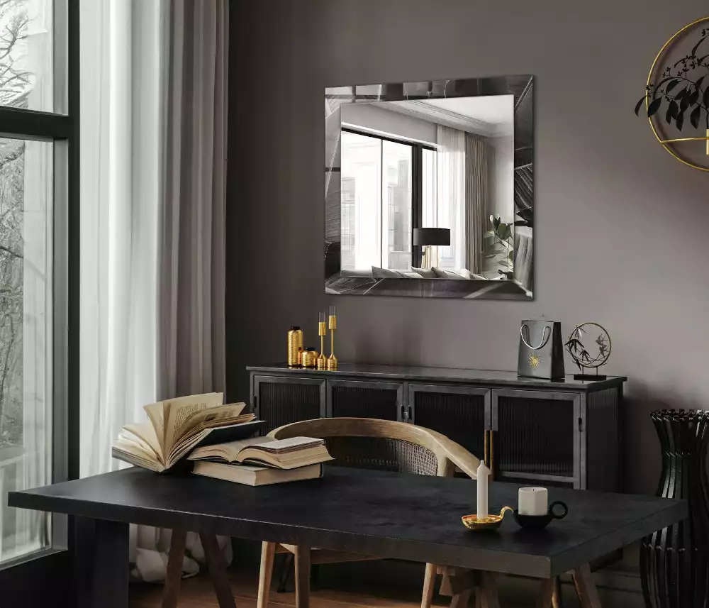 Miroir rectangulaire décoratif imprimé feuilles de bananier
