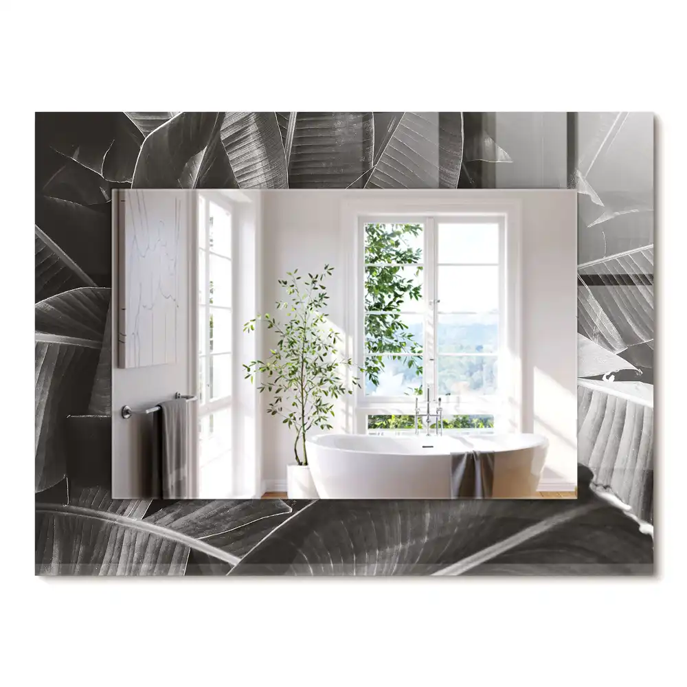 Miroir rectangulaire décoratif imprimé feuilles de bananier