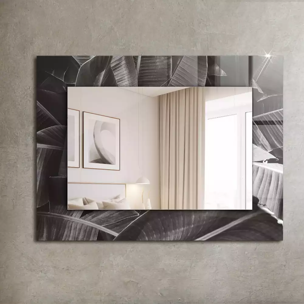 Miroir rectangulaire décoratif imprimé feuilles de bananier