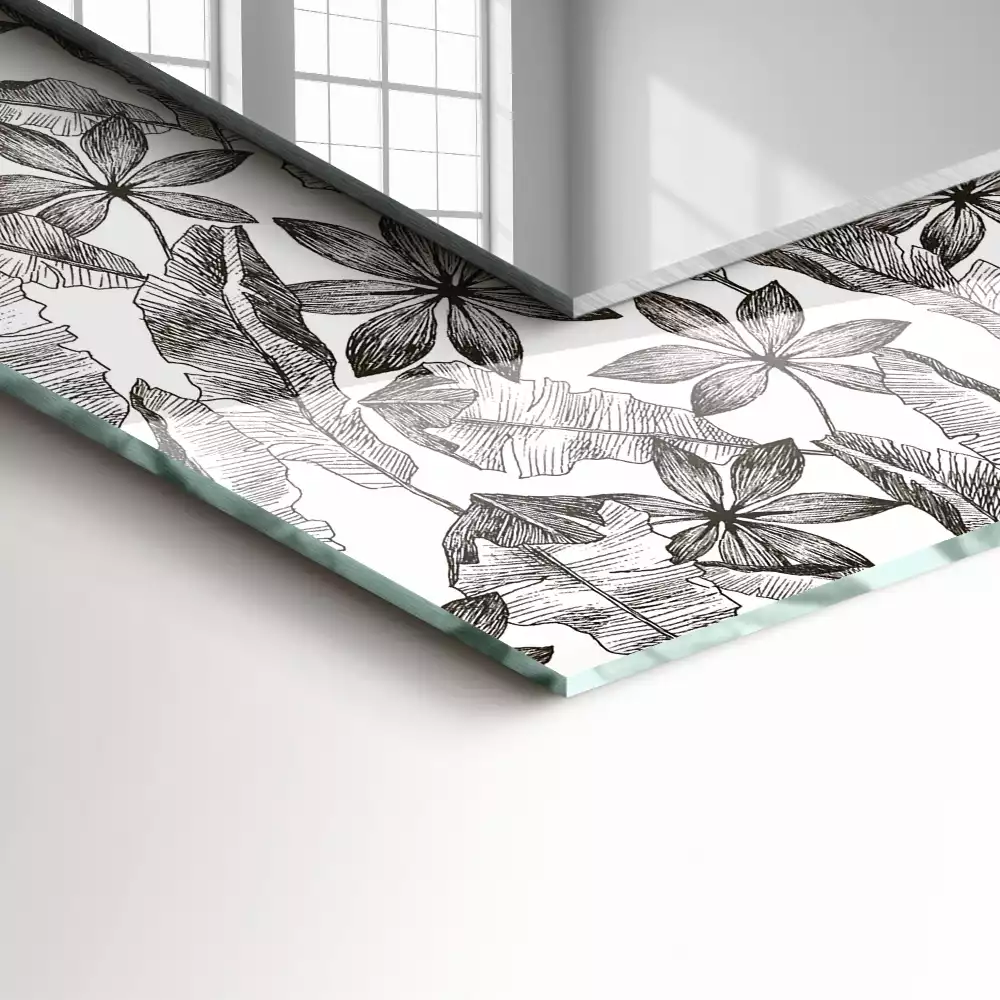 Miroir rectangulaire à cadre imprimé feuilles et fleurs