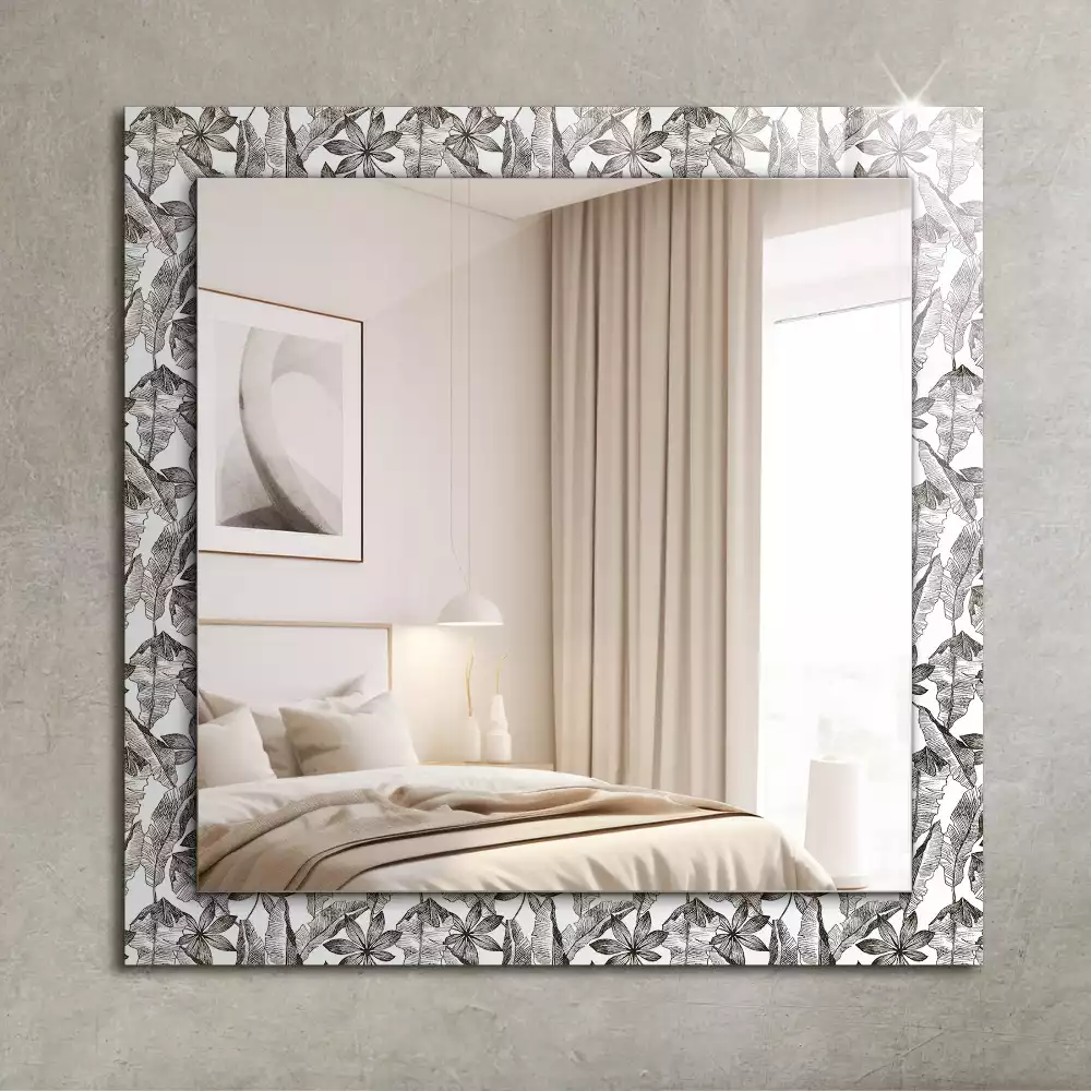 Miroir rectangulaire à cadre imprimé feuilles et fleurs