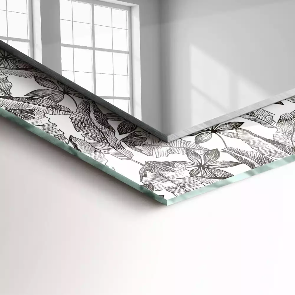 Miroir rectangulaire à cadre imprimé feuilles et fleurs