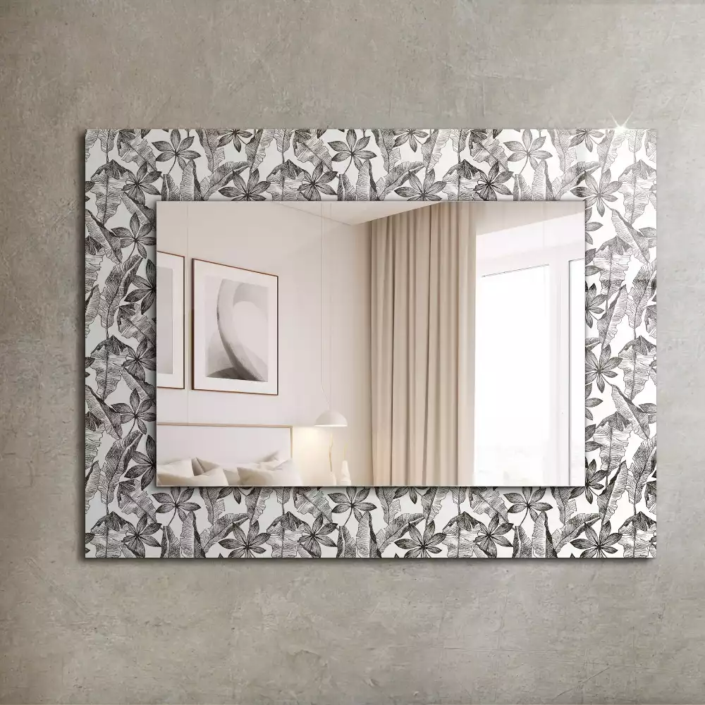 Miroir rectangulaire à cadre imprimé feuilles et fleurs