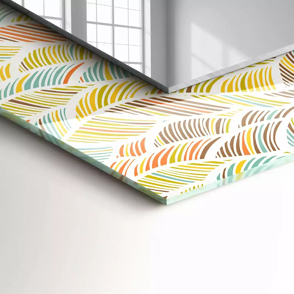 Miroir rectangulaire décoratif vagues colorées et feuilles