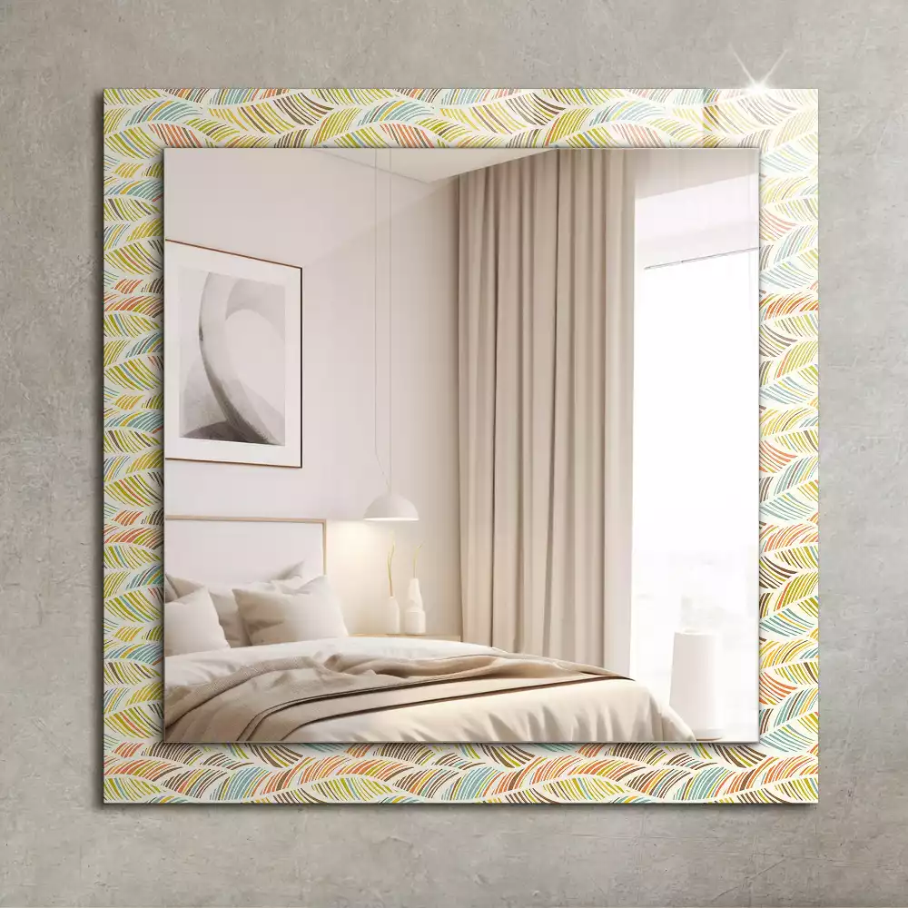 Miroir rectangulaire décoratif vagues colorées et feuilles