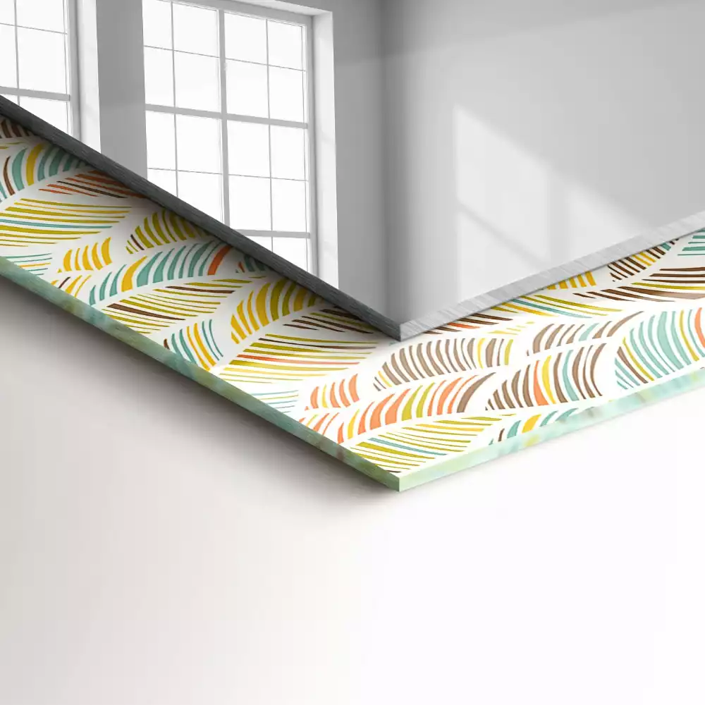 Miroir rectangulaire décoratif vagues colorées et feuilles