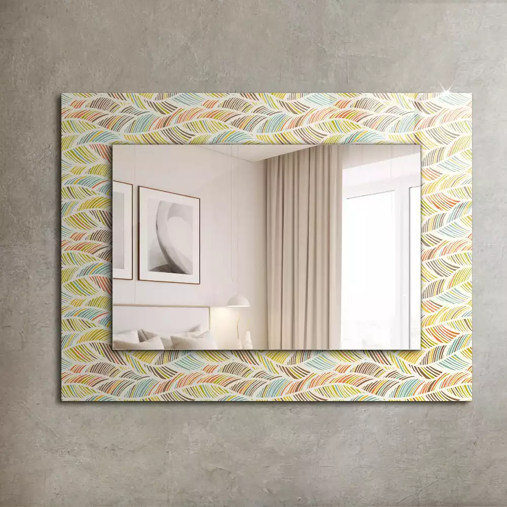 Miroir rectangulaire décoratif vagues colorées et feuilles