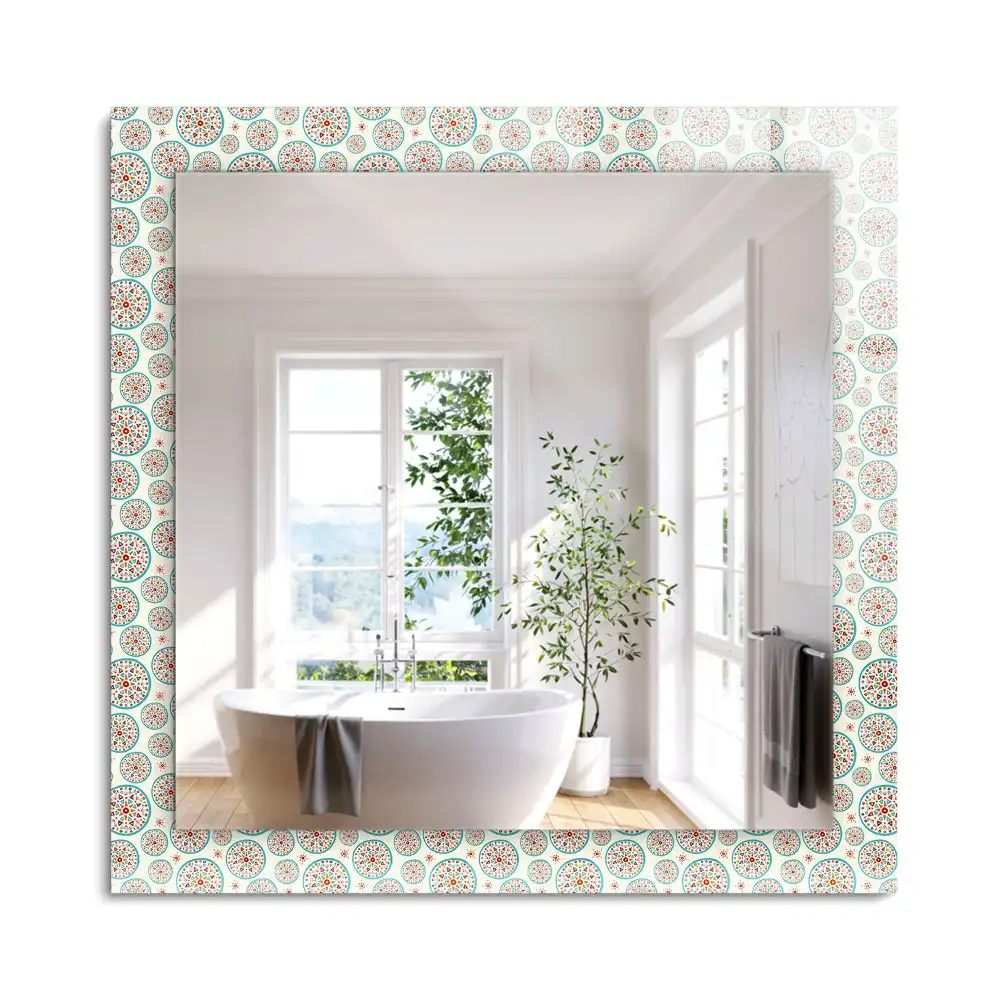 Miroir rectangulaire imprimé motif de cercles colorés