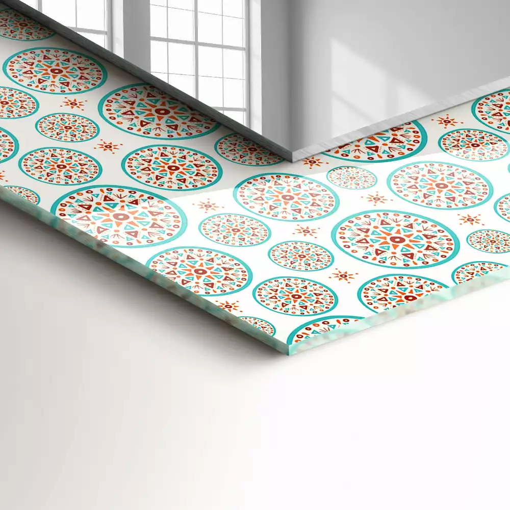 Miroir rectangulaire imprimé motif de cercles colorés