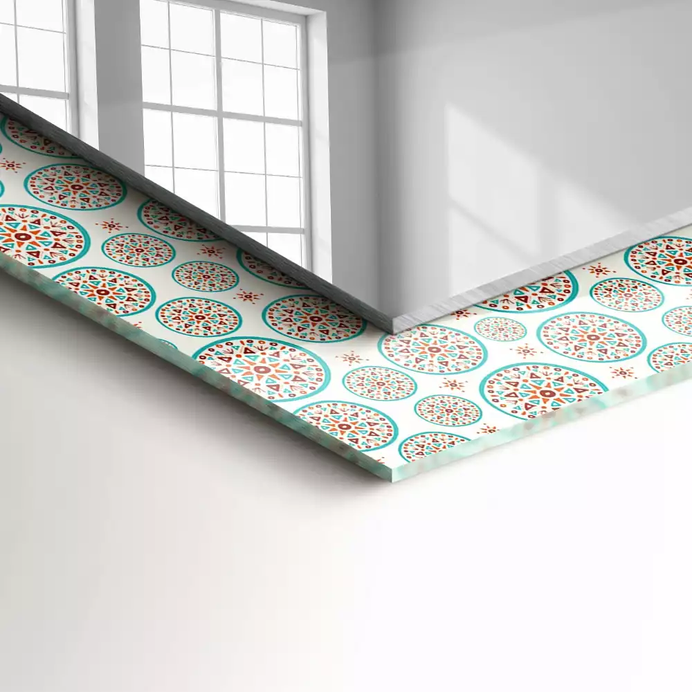 Miroir rectangulaire imprimé motif de cercles colorés