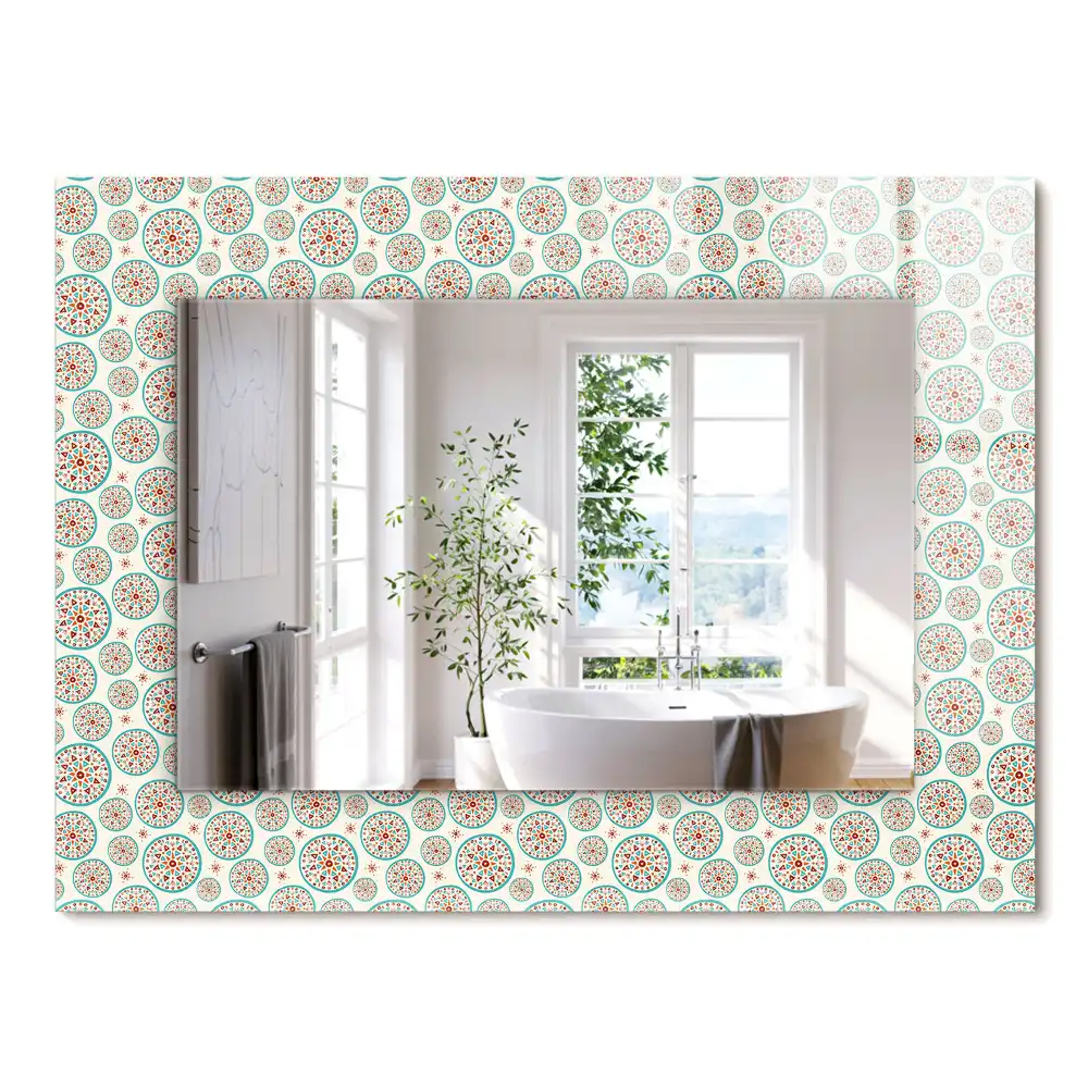 Miroir rectangulaire imprimé motif de cercles colorés