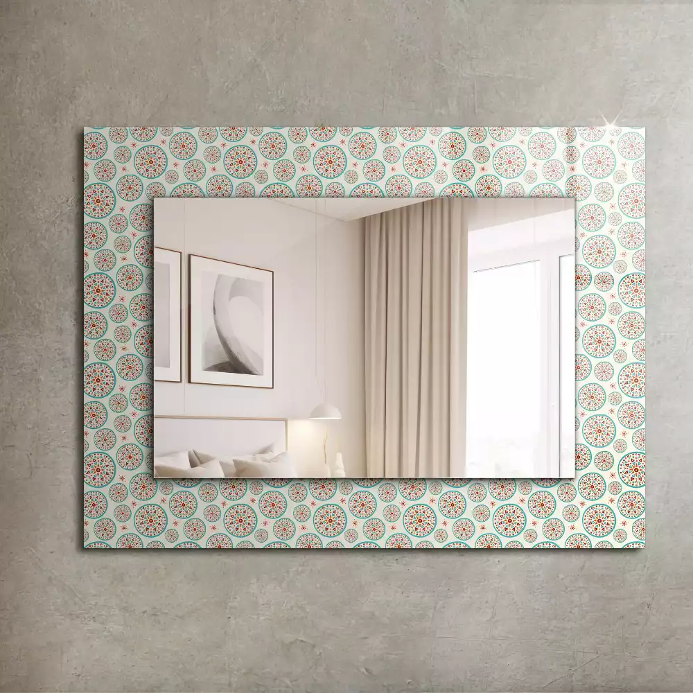 Miroir rectangulaire imprimé motif de cercles colorés
