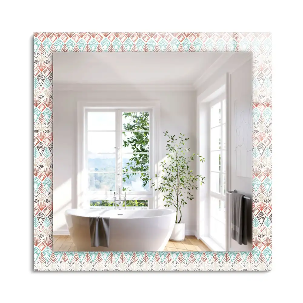 Miroir rectangulaire décoratif imprimé motif géométrique coloré