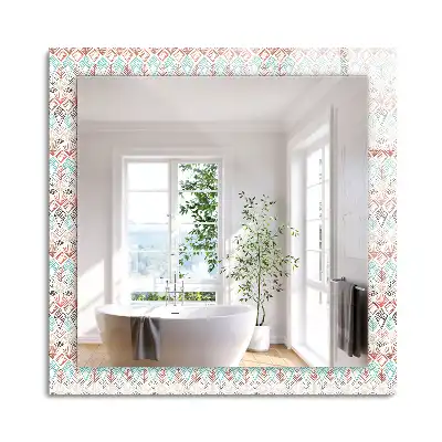 Miroir rectangulaire décoratif imprimé motif géométrique coloré